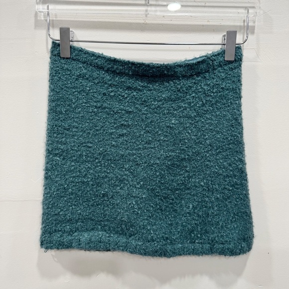 Urban Outfitters Aster Fuzzy Knit Mini Skirt Button Front Dark Teal Small - Picture 2 of 5